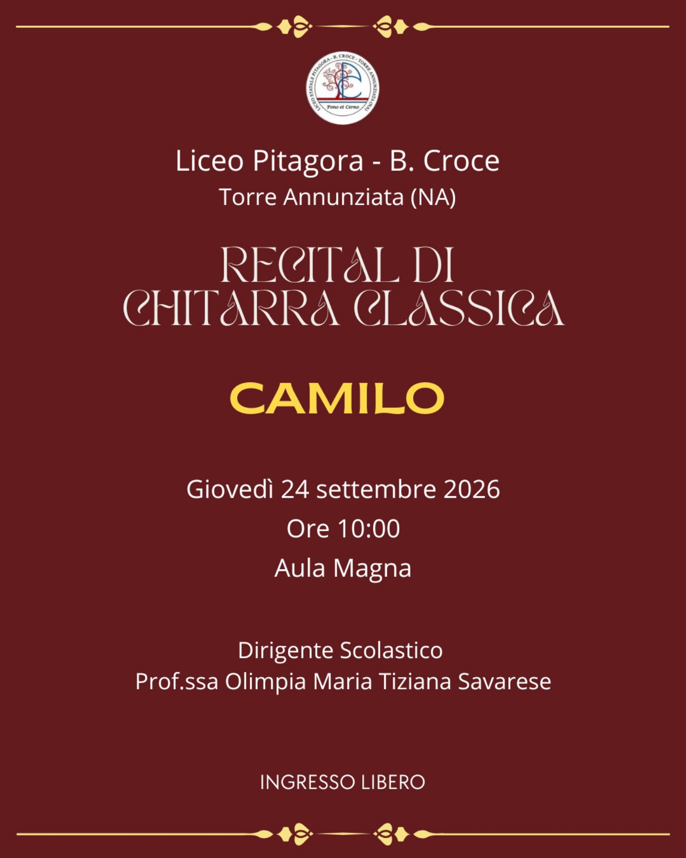Recital di chitarra classica del musicista argentino Camilo