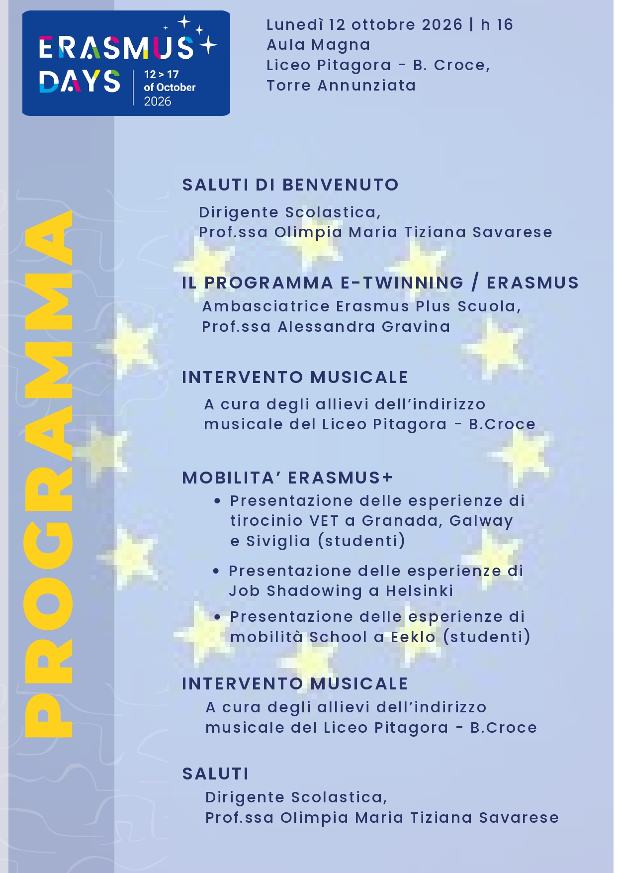 Erasmus days: 12 Ottobre 2026 h.16